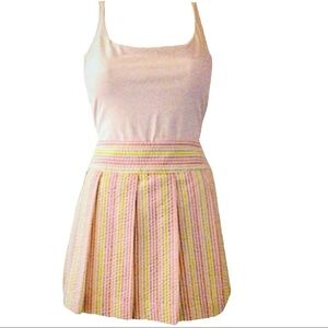 Nwot Striped Pastel Seersucker Pleated Mini Skirt Size 8